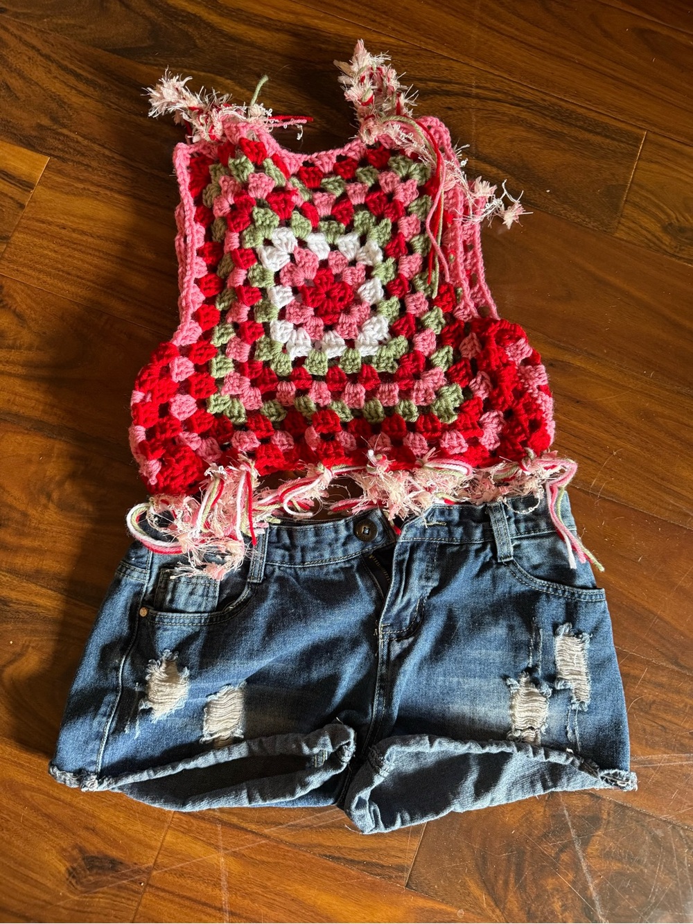 Women's Distressed Dark Blue Denim Jean Shorts - Casual Summer Essential